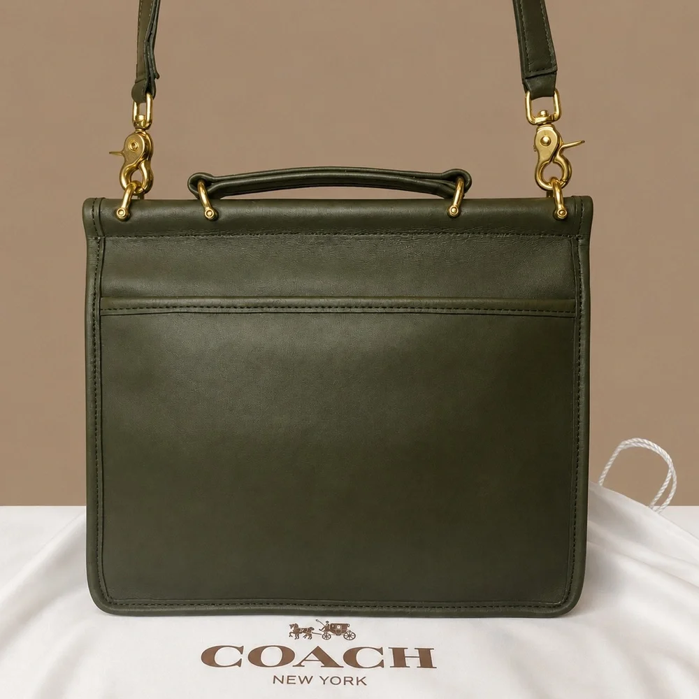 NWT Vintage COACH WILLIS Loden Green Top Handle Turn Lock Satchel 9927 COA